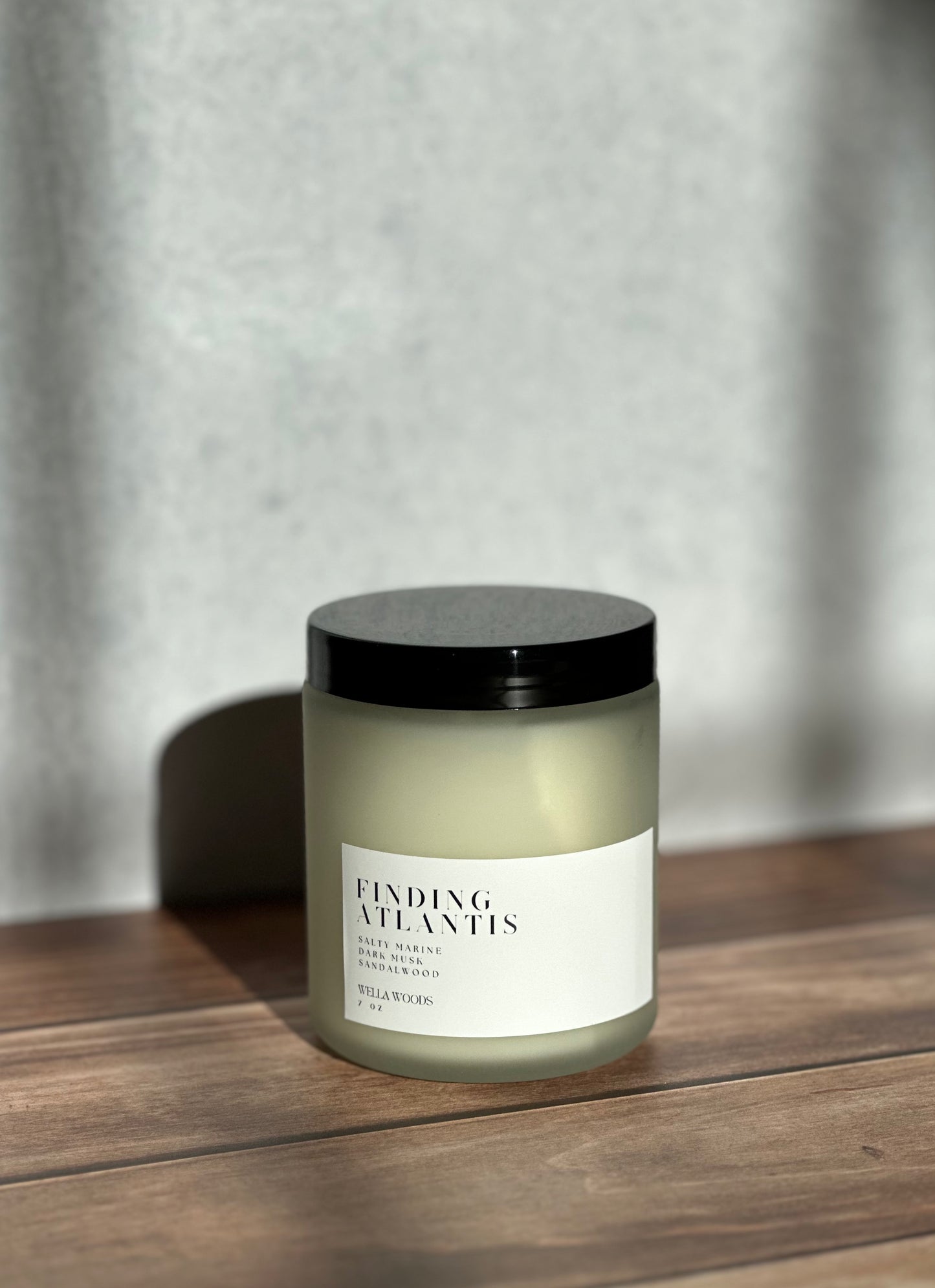 Finding Atlantis Soy Candle in Frost Glass Jar with Black Lid