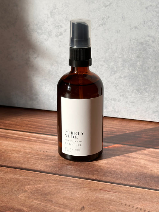 Purely Nude Travel Sized Body Oil | Fragrance Free for Sensitive Skin | All Natural, Moisturizing & Handcrafted