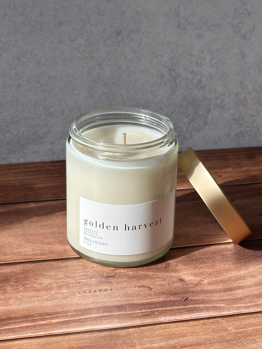 Garden Tea Soy Candle in Clear Glass Jar with Gold Lid
